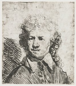 Självporträtt, barhuvad Självporträtt barhuvad: byst, grovt etsad av Rembrandt van Rijn