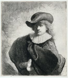 Självporträtt i mjuk hatt och broderad mantel, 1631. av Rembrandt van Rijn