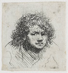 Självporträtt framåtlutad: byst av Rembrandt van Rijn