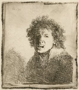 Självporträtt med öppen mun, som om man ropar: byst, 1630. av Rembrandt van Rijn