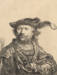 Självporträtt i sammetsmössa med plym, 1638 av Rembrandt van Rijn