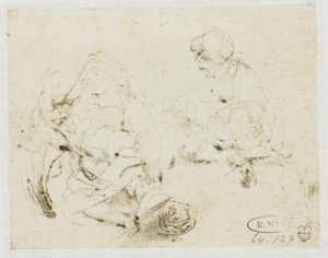 En liten studie av den sjuka kvinnans huvud av Rembrandt van Rijn