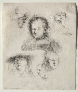 Studier av chefen för Saskia och andra av Rembrandt van Rijn