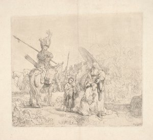Den helige Filip, diakon, döper en hovman till den etiopiska drottningen Kandaki (den så kallade eunuckens dop) av Rembrandt van Rijn