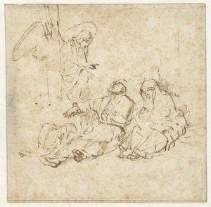 Ängeln som uppenbarade sig för Josef i hans dröm av Rembrandt van Rijn