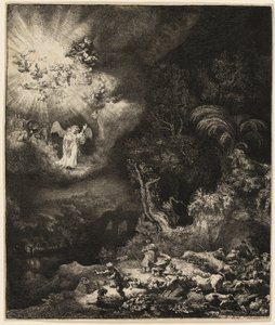 Ängeln som visar sig för herdarna av Rembrandt van Rijn