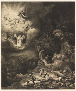 Ängeln som visar sig för herdarna av Rembrandt van Rijn