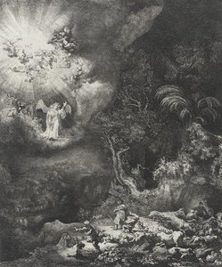 Ängeln som visar sig för herdarna, 1634 av Rembrandt van Rijn