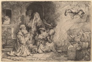 Ängeln som avgår från Tobias familj av Rembrandt van Rijn