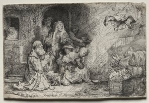 Ängeln som avgår från Tobits familj av Rembrandt van Rijn