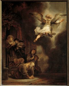 Ärkeängeln Gabriel lämnar Tobias familj. 1637 av Rembrandt van Rijn
