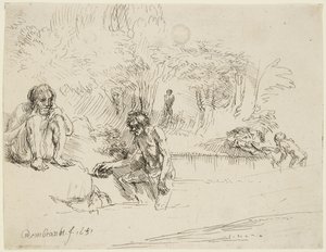 ”Badarna” (Bartsch 195; Hind 250 II) av Rembrandt van Rijn