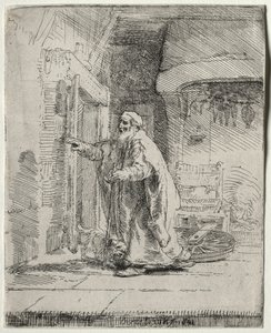 The Blindness of Tobit: The Larger Plate, 1651. av Rembrandt van Rijn