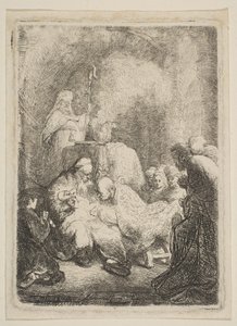 Omskärelsen: Liten tallrik, ca. 1630. av Rembrandt van Rijn