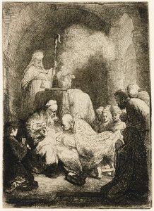 Omskärelsen: liten tallrik, 1630. av Rembrandt van Rijn