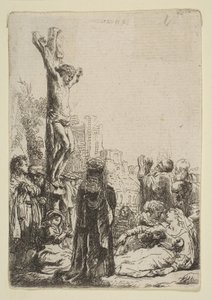 Korsfästelsen: Liten tallrik, ca. 1635. av Rembrandt van Rijn