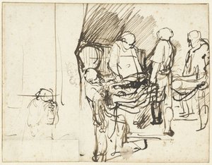 ”Begravningen”, över en skiss av en bödel av Rembrandt van Rijn