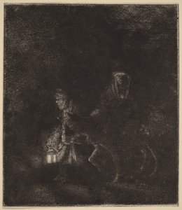 Flykten till Egypten: ett nattstycke av Rembrandt van Rijn