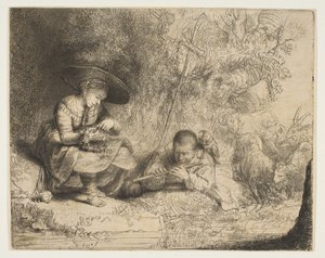 Flöjtspelaren, 1642. av Rembrandt van Rijn