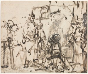 Kristi möte med Marta och Maria efter Lasarus död, ca. 1662-65. av Rembrandt van Rijn