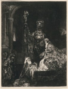 Presentationen i templet på det mörka sättet av Rembrandt van Rijn