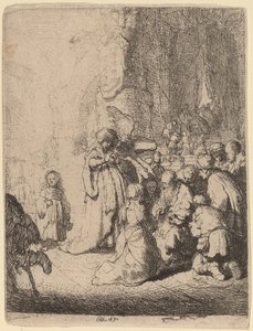 Presentationen i templet med ängeln: Liten tallrik av Rembrandt van Rijn