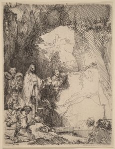 Uppväckelsen av Lasarus: Liten tallrik av Rembrandt van Rijn