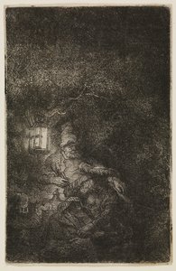 Vilan under flygresan (ett nattstycke) av Rembrandt van Rijn