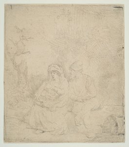Resten på flykten till Egypten, lätt etsat, 1645. av Rembrandt van Rijn