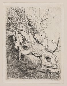 Den lilla lejonjakten (med ett lejon) av Rembrandt van Rijn