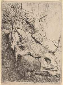 Den lilla lejonjakten (med ett lejon) av Rembrandt van Rijn