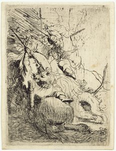 Den lilla lejonjakten (med ett lejon) av Rembrandt van Rijn