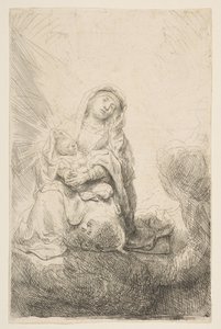 Jungfrun och barnet i molnen, 1641. av Rembrandt van Rijn