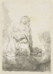 Jungfrun och barnet i molnen av Rembrandt van Rijn