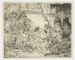 Herdarnas tillbedjan: med lampan av Rembrandt van Rijn