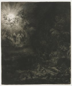 Ängeln visar sig för herdarna av Rembrandt van Rijn