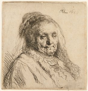 Konstnärens mor, huvud och byst, 1628. av Rembrandt van Rijn