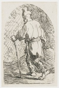 Flykten till Egypten: en skiss: Sankt Josef av Rembrandt van Rijn