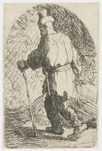 Flykten till Egypten: en skiss: Sankt Josef av Rembrandt van Rijn