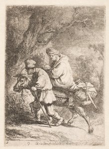 Flykten till Egypten: liten tallrik av Rembrandt van Rijn