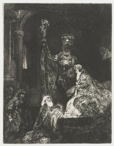 Presentationen i templet på det mörka sättet av Rembrandt van Rijn