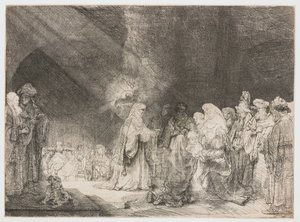 Presentationen i templet: avlångt tryck av Rembrandt van Rijn
