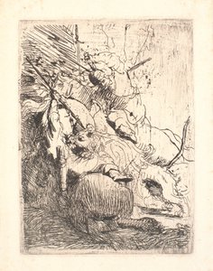 Jakten på det lilla lejonet (med ett lejon) av Rembrandt van Rijn