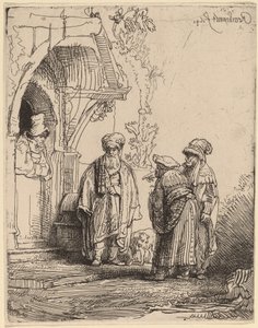 Tre orientaliska figurer (Jacob och Laban?) av Rembrandt van Rijn