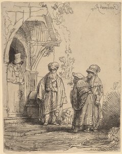 Tre orientaliska figurer (Jacob och Laban?) av Rembrandt van Rijn