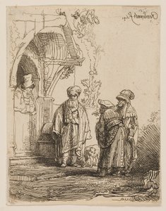 Tre orientaliska figurer (Jacob och Laban?) av Rembrandt van Rijn