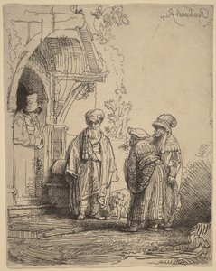 Tre orientaliska gestalter (Jakob och Laban) av Rembrandt van Rijn