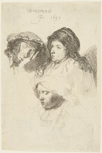 Tre kvinnors huvuden av Rembrandt van Rijn