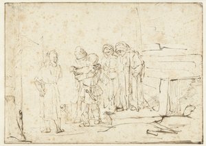 Tobias och ängeln tar farväl av Raguel av Rembrandt van Rijn