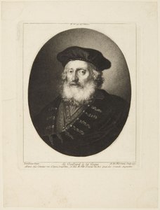 Gammal man med basker av Rembrandt van Rijn